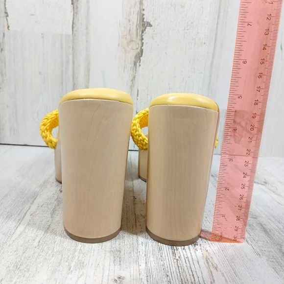 NEW Franco Sarto Yellow Woven Platform Wendy Clogs Retro Heeled Sandal #243 - Picture 8 of 11